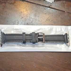 Sleek Black Leather Watch Strap